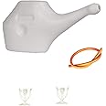 Yoga Store Wala Plastic Small Jal Neti Pot With 1 Rubber Neti And Eye Wash Cup 2 Pcs - (Combo Pack Of 3)
