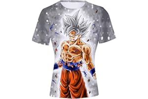 Silver Basic T-Shirt à Manches Courtes Drangon Ball Super Enfant Garçon Tops Sport Son Goku Saiyan Vegeta 3D Impression