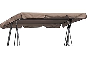 ‎QUICK STAR Hollywood Swing Roof Cover 200 x 145 cm Taupe Waterproof Universal Replacement Roof Garden Swing 3 Seater UV 50 Swing Roof Replacement Cover