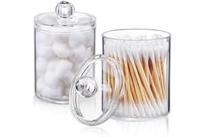 Dasing Qtip - Dispenser per ovatta, in vetro, con coperchio per , camera da letto, tanica, organizzazione B.