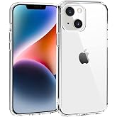 Ehr. iPhone 13/14 Uyumlu Kamera &Ccedil;ıkıntılı Sert Sararmaz Kristal Mika Şeffaf Kılıf (Şeffaf, iPhone 13/14)