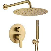 Unterputz-Duschsystem In Gebürstetem Gold – Regen- & Wasserfall-Duschkopf Mit Handbrause & 150 Cm Schlauch