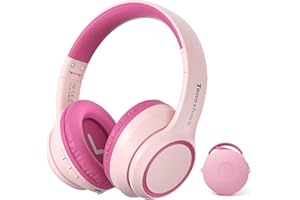 TONOSHARK Casque Bluetooth sans Fil Enfant, Casque Anti-Bruit Enfant Audio, 60h Autonomie, Micro Intégré, Over-Ear Bluetooth Headphones, pour école/Maison/Voyage – étui Inclus (Rose)