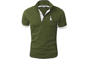 GNRSPTY Mens Short Sleeve Polo Shirts Classic Giraffe Embroidery Golf Tennis T-Shirt