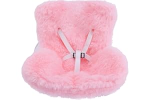 BOXOB Fotelik Samochodowy dla Lalek, Uroczy Fotelik Bezpieczeństwa z Miękką Futrzaną Różowa Dekoracyjna Sofa do Otwory Wentylacyjne w Samochodzie Eksponowania Akcesoria (Styl Pluszowy)