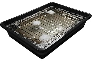 Optimal Products Large Oven Rack & Grill Soaking Cleaning Tray Industrial Grade Polypropylene 55 x 40 cm UK (Black)