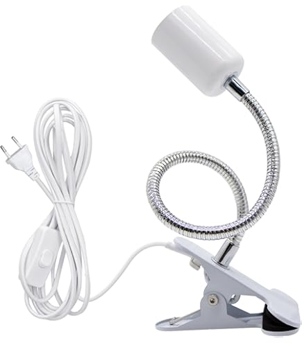 Portalampada E27 Con Clip - 2 Pezzi, Collo Di Cigno Flessibile 30cm Per Lettura E Lavoro