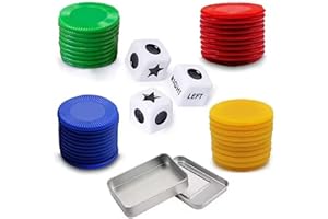 GENERIC Left Right Center Game, Funny Set 3Pcs Dice and 40Pcs Colorful Chips Left Right Centre Dot Board Sets for Party Family Friends Gatherings