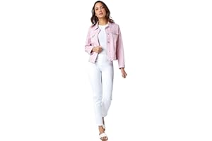 Roman Originals Stretch Jacket for Women UK - Ladies Denim Jean Summer Coat Bengaline Casual Smart Utility Trucker Biker Fitted Classic Work Spring Soft Vintage
