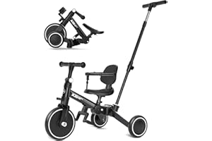XJD Triciclo Evolutivo de Bebé 5 en 1, Bicicleta Bebe 1-6 años, De Triciclo a Bicicleta con o sin Pedales, Ajustable y Transformable