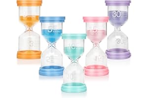 Umllpet Set di clessidre per bambini, 5 pezzi, colorato clessidra, timer, clessidra, timer da cucina 3 5 10 15 30 minuti timer per aule, cucine, appartamenti, uffici, clessidra decorativa