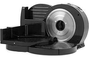 Petra Trancheuse Électrique 150W, Trancheuse à Jambon avec Lame Inox 170mm, Machine à Trancher 1-15mm pour Jambon/Viande/Fromage, 3 Vitesses, Protection des Doigts, Noir
