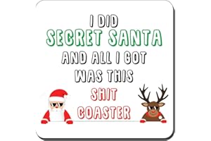 BESTAFIESTA Secret Santa Present Gift Funny Joke Stocking Filler Drinks Coaster Tea Coffee I Did Secret Santa And All I Got Was This Sh*t Coaster