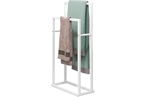 HOJINLINERO 2 Tier Freestanding Towel Rail Towel Rack Stand,Metal Towel Holder and Towel Drying Rack for Bathroom Kitchen,Towel Ladder for Towelsor Clothing,Bath Storage & Hand Towels,Washcloths