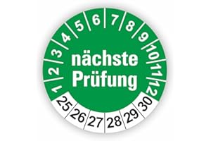 ‎FASSBENDER-DRUCK PRÜFPLAKETTEN Fassbender-Druck PRÜFPLAKETTEN - Hochwertige Prüfetiketten NÄCHSTE PRÜFUNG Ø 30mm - Selbstklebende PVC-Folie - Wartungsetiketten für Prüfung - Prüfplakette für Prüfungsnachweis (30 Stück)