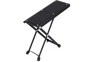 NKHUI Adjustable Metal Guitar Foot Rest - 6-Position Height Anti-Slip Foldable Footstool for Classical, Acoustic & Electric Guitar