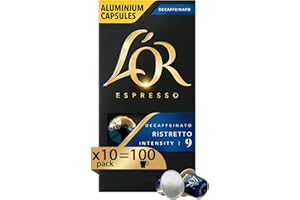 L'Or - Capsule Caffè Espresso Decaffeinato Ristretto - 100 Capsule in Alluminio - Intensità 9 - Compatibili con Macchine Nespresso®* original - 10 Confezioni da 10 Capsule