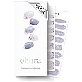 ohora Semi Cured Gel Nail Strips (N Afterglow) - Blue, Glitter, 30 Pcs for 2 Nail Cycles, UV Lamp Compatible, Salon-Quality, Long-Lasting & Easy to Apply, Includes 2 Prep Pads, Nail File & Stick