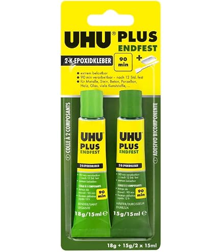 UHU Plus 5 minuti, adesivo epossidico bicomponente 30ml, trasparente UHU Plus 5 minuti, adesivo epossidico bicomponente 30ml, trasparente