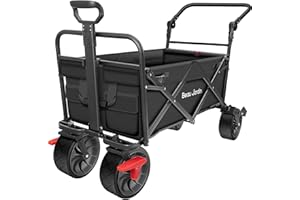 BEAU JARDIN Bollerwagen Faltbarer mit Bremse Handwagen bis 220 KG 150L Fassungsvermögen Leicht Bollerwagen Kinder Transportwagen Gartenanhänger Belastbar zu Tragen Geeignet für Kinder - Schwarz