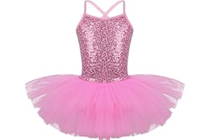 TiaoBug Vestido Princesa de Danza Ballet para Niña Maillot con Falda Tutú Leotardo Gimnasia Rítmica Competición Body Ballet Disfraz de Bailarina Actuación