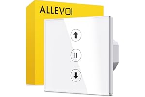ALLEVOI Interruptor Inteligente Persiana 86 * 86mm, Interruptor Wifi Persianas Control de APP y Voz, Compatible con Alexa y Google Home, Necesita Cable Neutro, 1 Pieza