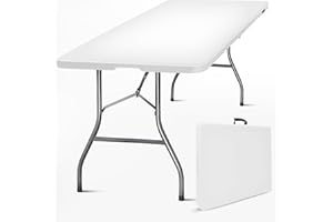 SKYLANTERN® Table Pliante 180x75x74 cm Rectangulaire Gris Clair - Table de Camping Pliante 8 Personnes Grand Largeur (75cm) - Table Pliante Exterieur en HDPE épais de 3,5 cm - Table de Jardin Pied