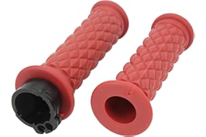DAUZ Throttle Handle, 25mm 2pcs Motorcycle Handle Grip Easy Control Universal for Motorbike (Red)