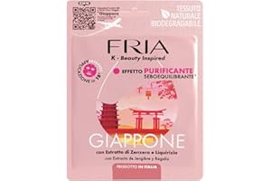 Fria K-Beauty Maschera Viso Giappone con estratto di Zenzero, Cannella e Pimpinella, Effetto Purificante e Sebo Equilibrante sulla Pelle, Dermatologicamente Testata, Confezione da 1 Maschera