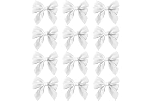 REDSTAR 12 Schleifen Weihnachtsbaum Deko 12cm Weihnachtsschleifen – Weihnachtsbaumschmuck Weiß – Tannenbaumschmuck, Baumschmuck, Christbaumschmuck – Weißer Weihnachtsbaum – Weihnachtskranz Deko