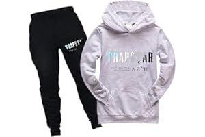 Dinint Trapstar Bambini Tuta Trapstar London Ragazzi Ragazze 2 Pezzi Abbigliamento Set Jogger Tuta Felpa con Cappuccio e Pantaloni età 2-15 Anni per Regalo