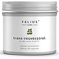 FOLIUS LABS Ultra High Purity Resveratrol Capsules 250mg - 99% Trans-Resveratrol - Japanese Knotweed Extract - Support Immunity, Support Healthy Aging - 60 Caps Reservatrol Supplement