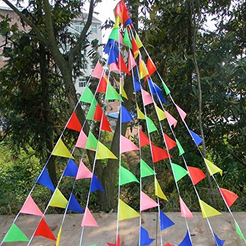 TININNA 100 Stk Bunte Farbenfroh Wimpelkette Girlande Bunting Wimpeln Wimpelgirlande Gartenparty für Draußen 1 Stück - 2
