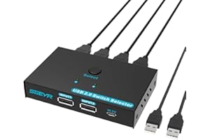 SGEYR USB 2.0 Sélecteur de Commutateur, USB Switch 2 Entrées 4 Sorties, USB Commutateur 4 Port pour Imprimante, Commutateur Usb Télécommande, Switch Usb 3.0 Commutateur Kvm 4 Ports, pour Scanner