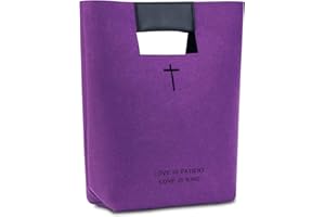 YITEXIN Couverture de Bible en Feutre, étui de transport de la Bible, sac de bible, porte-livre d'étude de la Bible, porte-livre d'église avec motif croix creuse et verset de la Bible (violet)