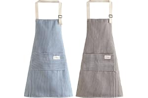 ViLiyDuo 2 delantales de cocina, delantal de cocina, resistente al agua, con 2 bolsillos, delantal para barbacoa, delantal de cocina, restaurante, delantal de cocina