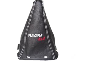 The Tuning-Shop Ltd Soufflet de Levier de Vitesse avec Cadre en Plastique en Cuir brodé Navara 180 mm