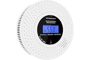 Scondaor Smoke and Carbon Monoxide Detector Combo with LCD Display, 10-year Life Smoke Alarms for Home, Replaceable AA Battery Included, Smoke & CO Alarm Detector with Test/Silence Button (1 Pack)