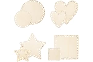 WJUAN Legno Fondo Cesto 8 Pezzi in Legno Kit Fondo Cestino Uncinetto, 4 Forme, Fondo Tascabile Legno, per Realizzare Borse All'uncinetto, Scatole Portaoggetti, Cestini di Frutta Fai-da-te