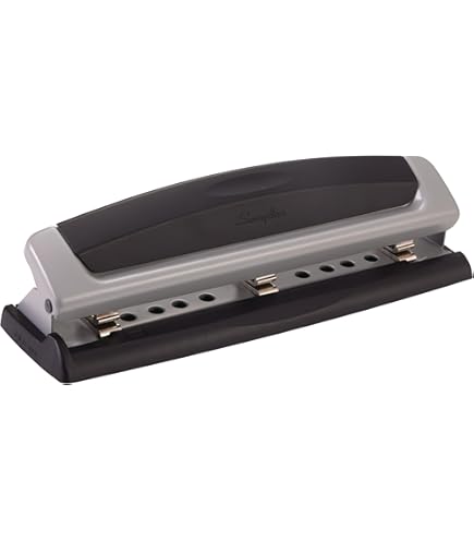 AFMAT Heavy Duty 3 Hole Punch - Punches 40 Sheets, Metal Paper Puncher With Guide, 50% Less Effort