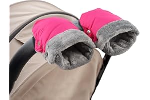 XIAOHAWANG Stroller Hand Muff Windproof Anti-Freeze Pram Hand Warmer Warm Baby Stroller Gloves Pushchair Mittens (Rose Red)