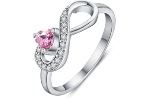 JO WISDOM Mujer Anillo Infinito de Compromiso de Plata 925 Mujer con Circonita 3A,Anillo Piedra de Nacimiento