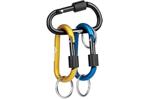 BEEWAY Locking Carabiner, Premium Aluminum Alloy D-Ring Carabiners Key Chain Clip Hook for Camping, Hiking, Traveling, Fishing, Backpack