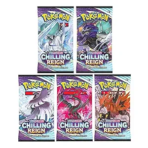 Poke-Moon Playing Sword & Shield?Chilling Reign Styles 4 Booster Random Packs Cards Game for Kids,Boys,Girls,Adults