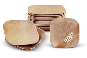 FOOGO Green 50 Platos Desechables de Hoja de Palma, 10 cm, Cuadrado Pequeñísimos, Biodegradables, Compostables, Como Platos de Madera, Bambú, Papel, para Comida Caliente, Bodas, Picnics, Fiestas