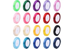 Viesap Ruban Satin, 20 Pcs Ruban Satin Mixte Coloris 10mm*22.8m/Rouleau, DIY Ruban en Satin DéCoration pour Mariage, CéRéMonie, FêTe, Emballage Cadeau, Anniversaire, Bouquet De Fleur.