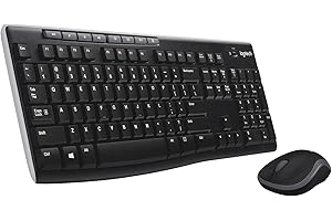 ‎LOGITECH Logitech MK270 Desktop für Bildungseinrichtungen mit Silikonschutz, kabellose Tastatur und Maus für Windows, 2,4-GHz-USB, kompakte Maus, 8 Multimedia-Tasten, PC, AZERTY-Layout für Frankreich, Schwarz