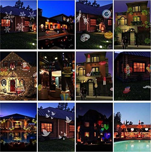 LUCKY GODDESS Outdoor 12 Figure card lights projection snow lamp Remote Control LED Waterproof Caoping Deng stage lights Christmas