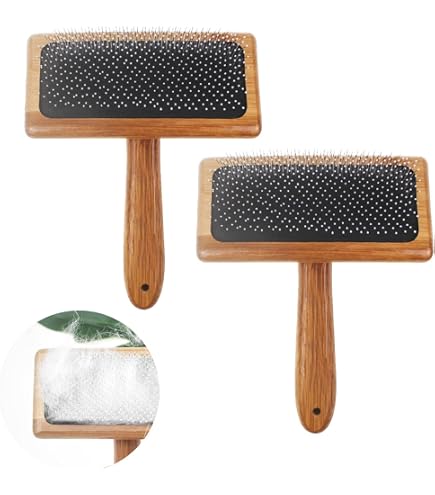 Lot De 2 Cardes à Laine En Bois - Pour Filage, Feutrage, Toilettage Animaux (chiens, Chats), Manche En Bois, Couleur Beige