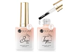 ‎UR SUGAR UR SUGAR Top und Base Coat Gel UV Set, 15ml x 2 Top C oat Gels U V No Wipe Unterlack und Überlack Nägel Gellack, Top Coat Nagellack Soak-Off UV/LED Gel für Starter Maniküre Nageldesign